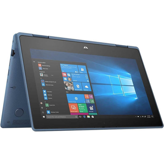 Notebook Convertibile HP x360 11 G5 EE con Touchscreen, Intel N5030, 4GB RAM, 120GB SSD, Windows 11 Pro, Colore Blu, Grado C, Webcam e Tastiera Etichettata