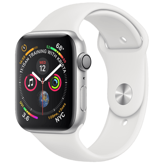 Apple Watch 4°Serie 44MM 4G GPS 16GB   Cassa in acciaio Silver Cinturino Bianco Sport   Grado A   Pari al Nuovo